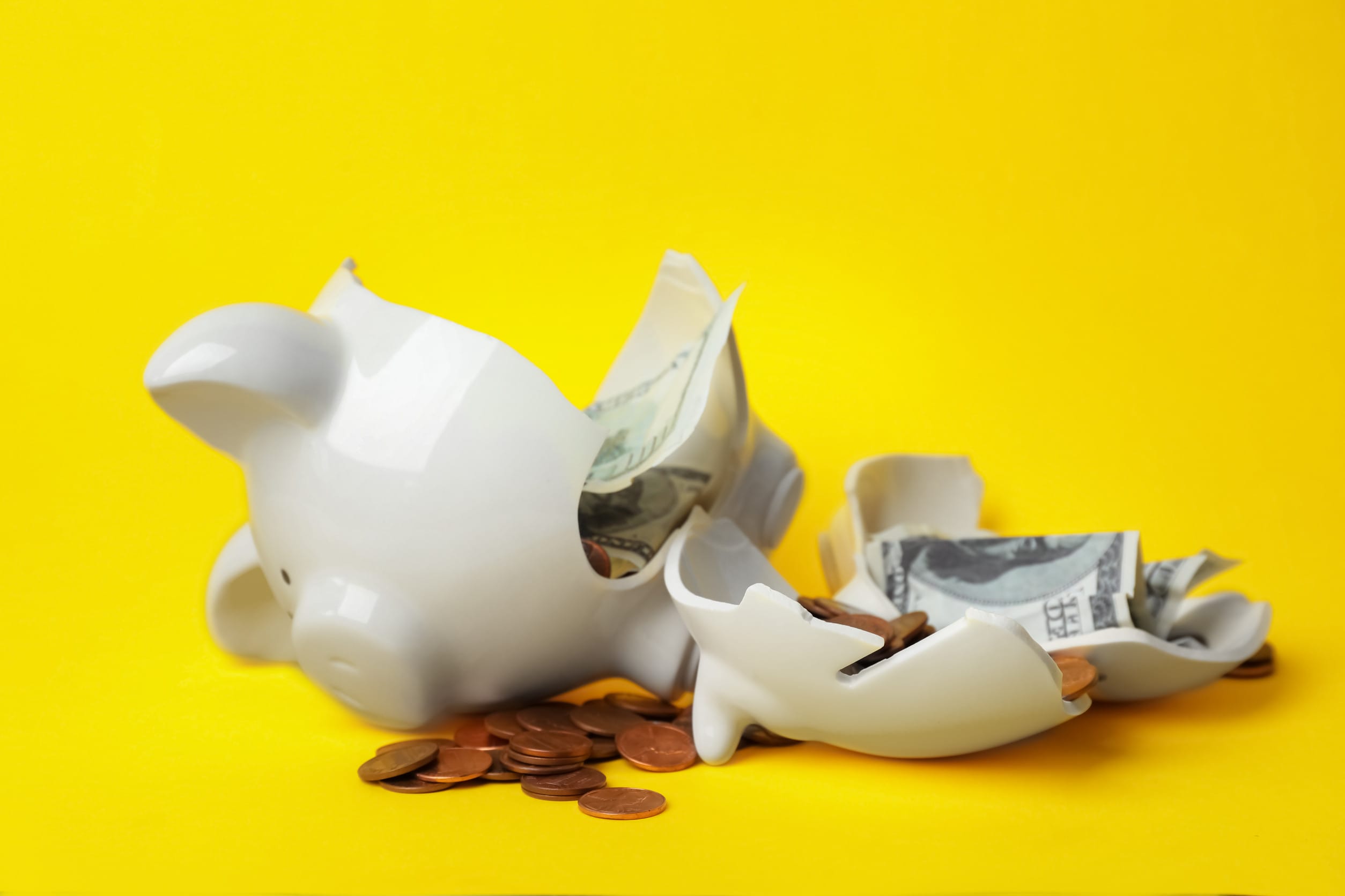 A broken piggy bank, symbolizing someone going broke for trying to help their community