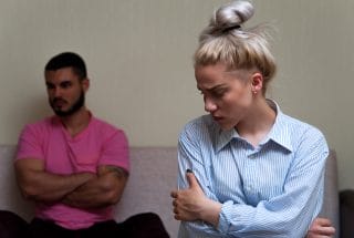 Two family members who look like they won't speak again